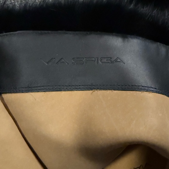 Via Spiga Black Fur-Trimmed Heeled Boots - Picture 5 of 9